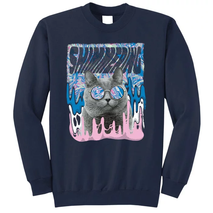 Dazed Cat With Glasses Tall Sweatshirt