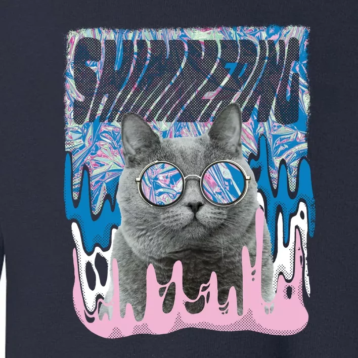 Dazed Cat With Glasses Toddler Sweatshirt