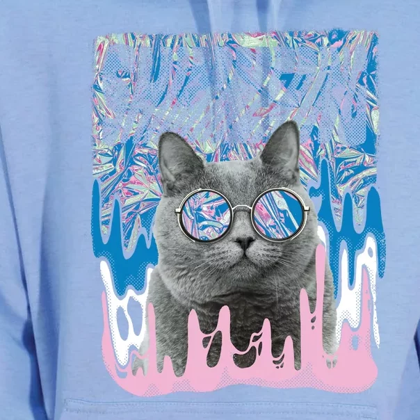 Dazed Cat With Glasses Unisex Surf Hoodie