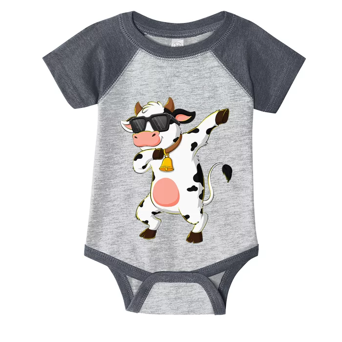 Dabbing Cow Wearing Sunglasses Dab Dance Kids Infant Baby Jersey Bodysuit