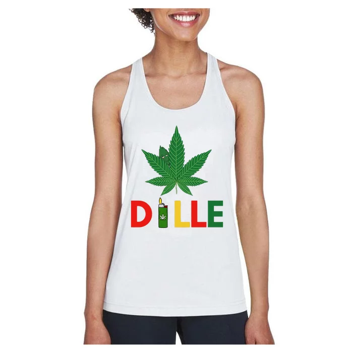 Dile Cannabis Weed Day Weed Leaf Weed 420 Days Smoker Women's Racerback Tank