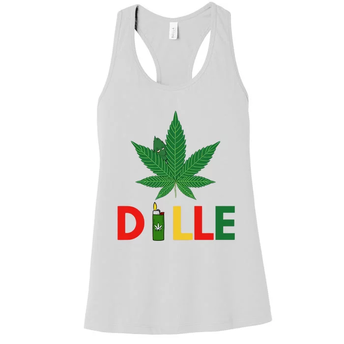 Dile Cannabis Weed Day Weed Leaf Weed 420 Days Smoker Women's Racerback Tank