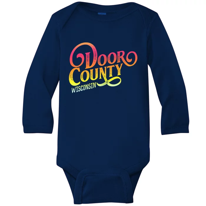 Door County Wisconsin Tourist Design Adults And Kids Souvenir Gift Baby Long Sleeve Bodysuit