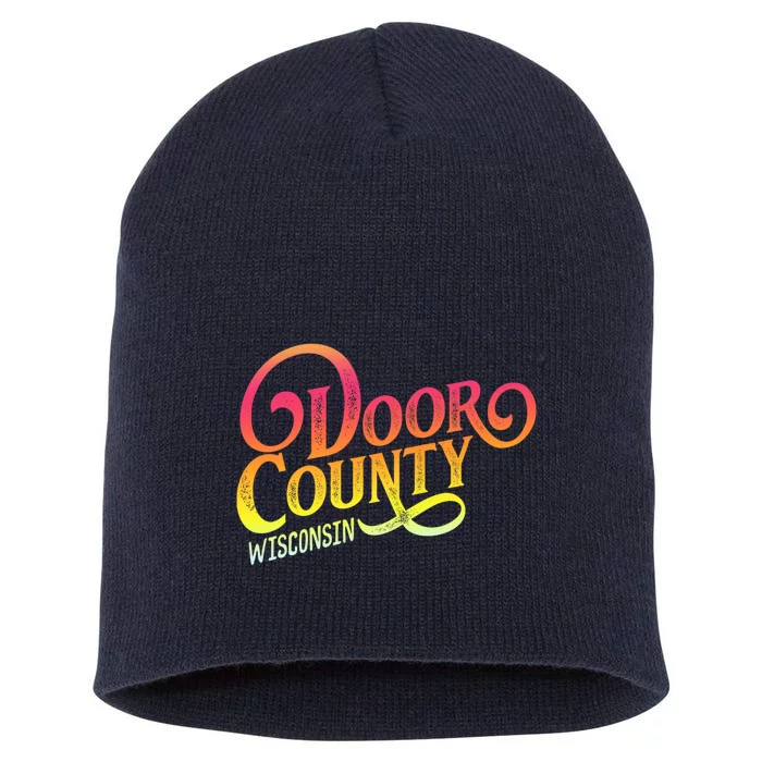 Door County Wisconsin Tourist Design Adults And Kids Souvenir Gift Short Acrylic Beanie