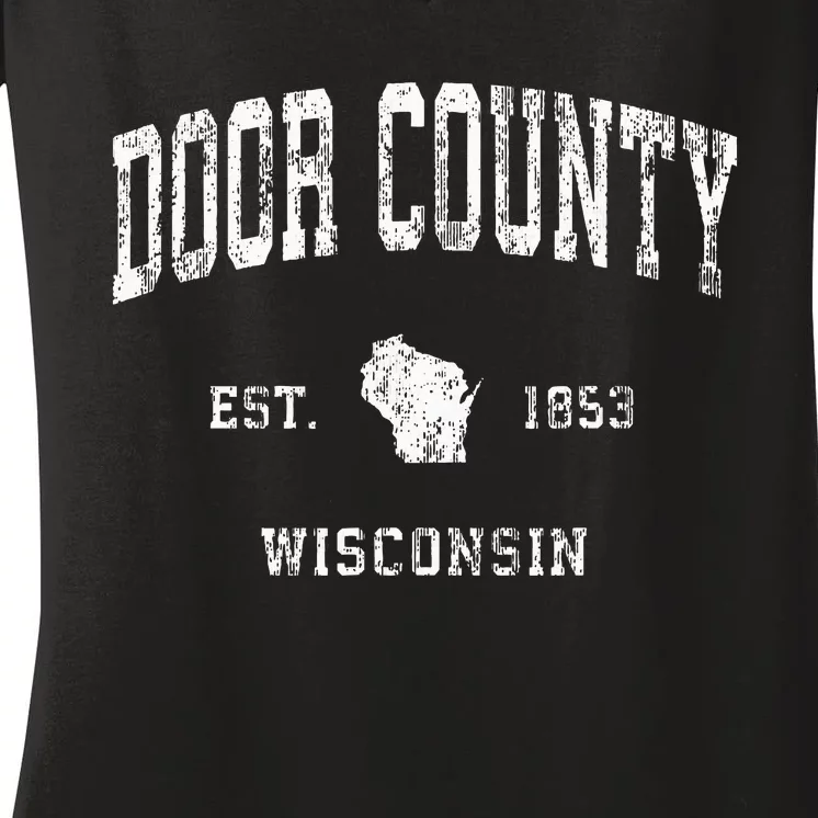 Door County Wisconsin Wi Vintage Athletic Sports Design Women's V-Neck T-Shirt