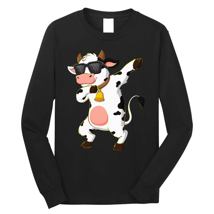 Dabbing Cow Wearing Sunglasses Dab Dance Long Sleeve Shirt