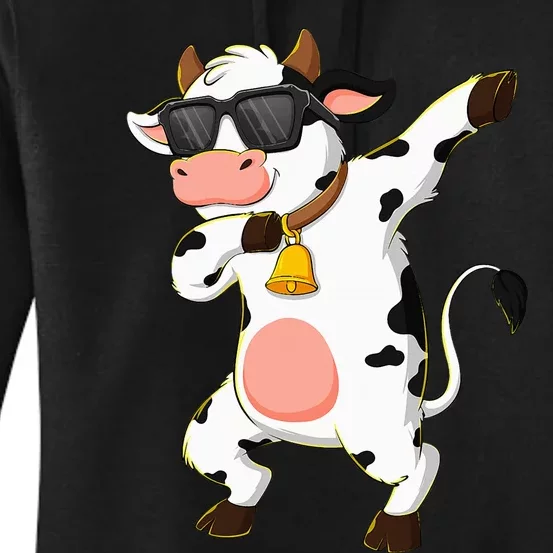 Dabbing Cow Wearing Sunglasses Dab Dance Women's Pullover Hoodie