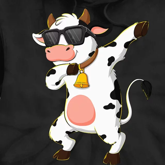 Dabbing Cow Wearing Sunglasses Dab Dance Tie Dye Hoodie