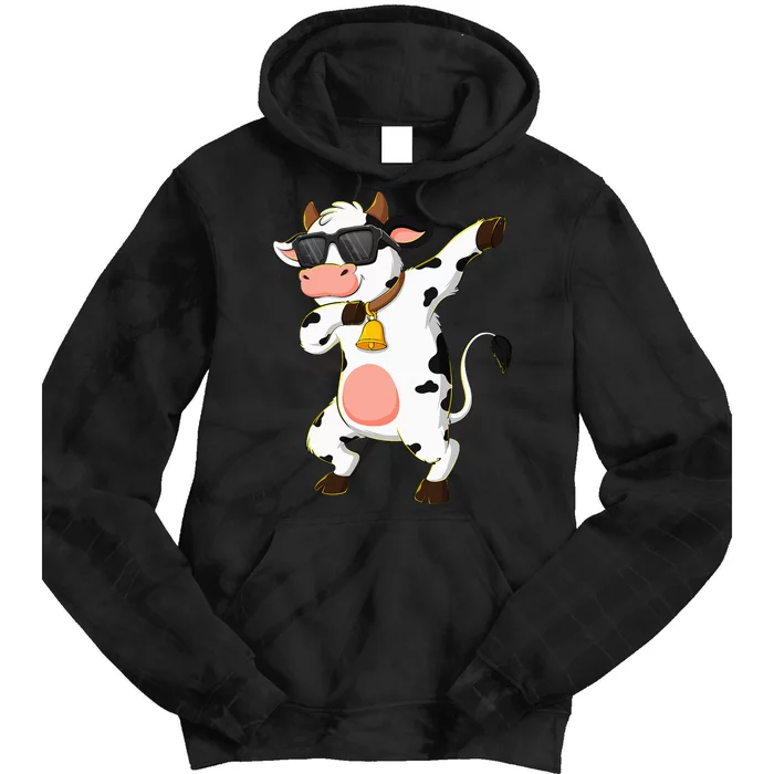 Dabbing Cow Wearing Sunglasses Dab Dance Tie Dye Hoodie