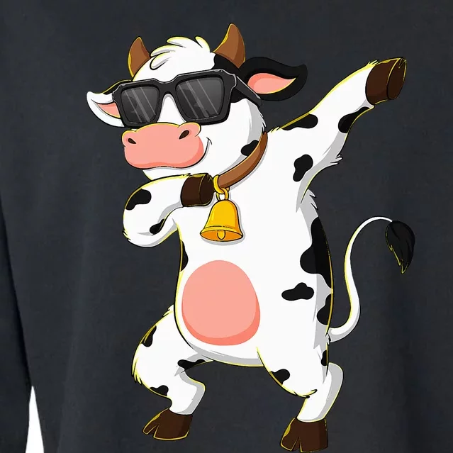 Dabbing Cow Wearing Sunglasses Dab Dance Cropped Pullover Crew