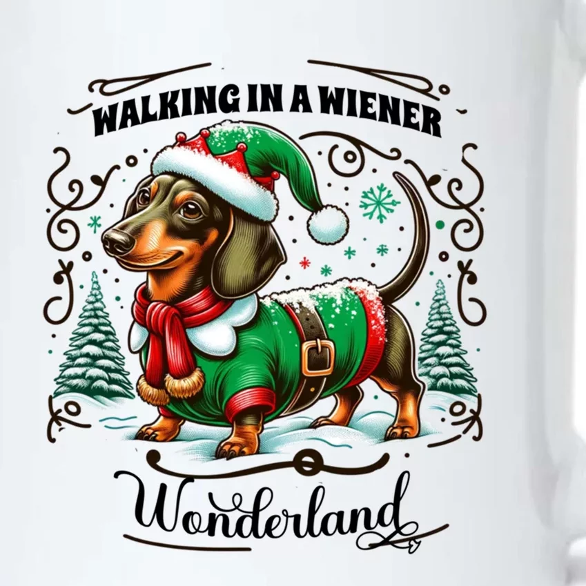 Dachshund Christmas Walking In A Wiener Wonderland Cute Dog Gift Black Color Changing Mug