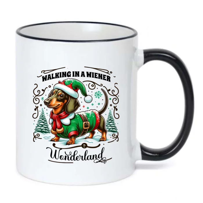 Dachshund Christmas Walking In A Wiener Wonderland Cute Dog Gift Black Color Changing Mug