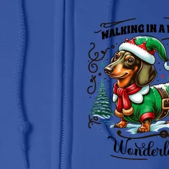 Dachshund Christmas Walking In A Wiener Wonderland Cute Dog Gift Full Zip Hoodie