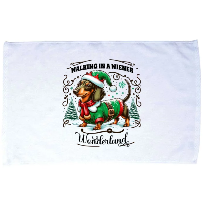 Dachshund Christmas Walking In A Wiener Wonderland Cute Dog Gift Microfiber Hand Towel