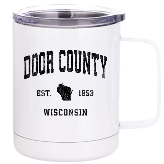 Door County Wisconsin Wi Vintage Athletic Front & Back 12oz Stainless Steel Tumbler Cup