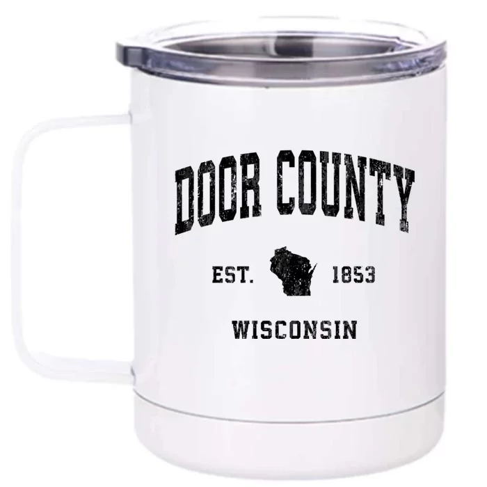 Door County Wisconsin Wi Vintage Athletic Front & Back 12oz Stainless Steel Tumbler Cup