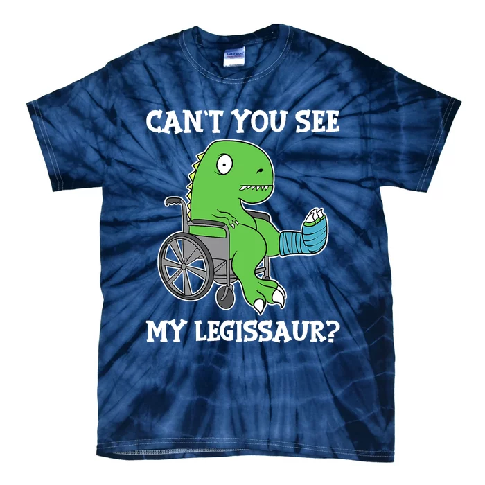 Dino Can't You See My Legissaur Get Well Broken Leg Dinosaur Tie-Dye T-Shirt