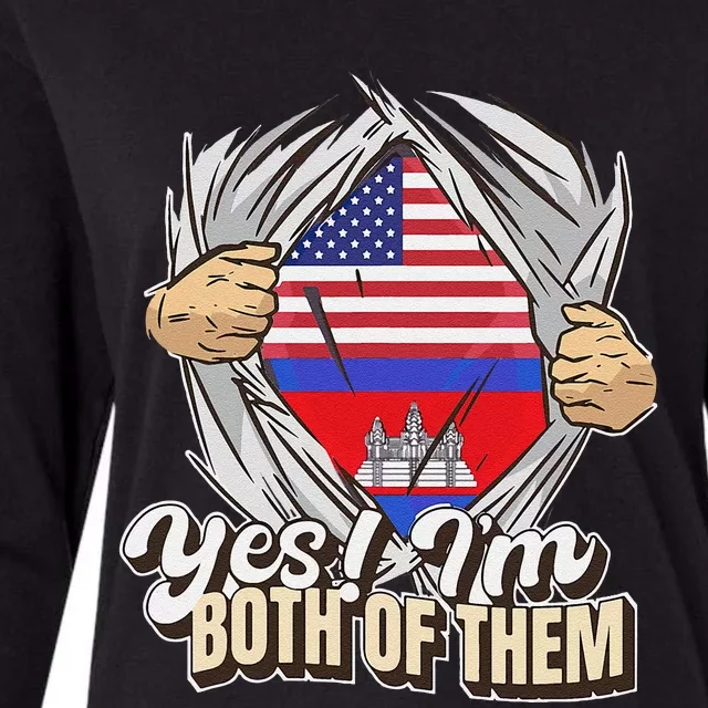 Dual Citizenship Yes IM Both Of Them Cambodia Womens Cotton Relaxed Long Sleeve T-Shirt