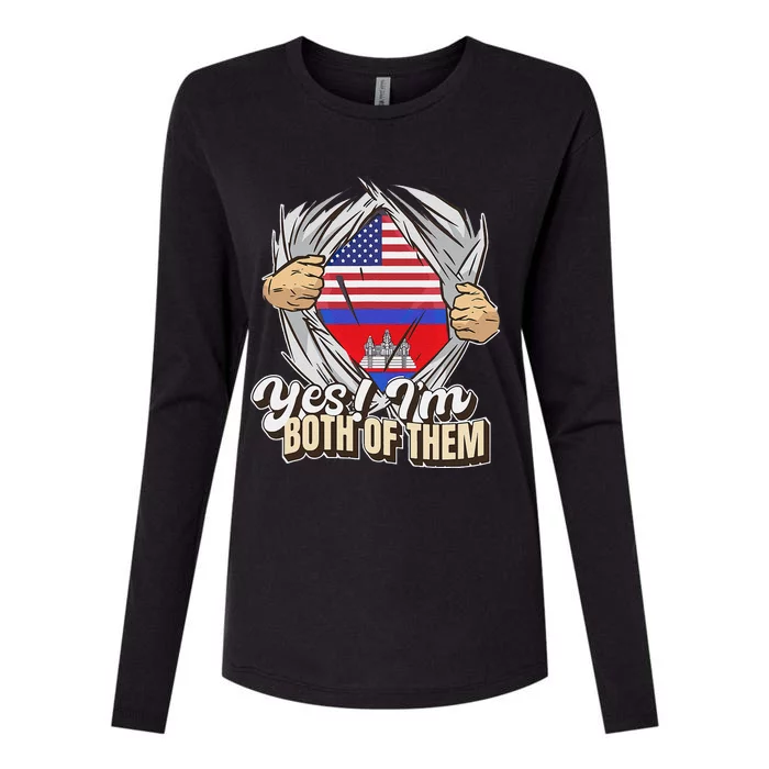 Dual Citizenship Yes IM Both Of Them Cambodia Womens Cotton Relaxed Long Sleeve T-Shirt