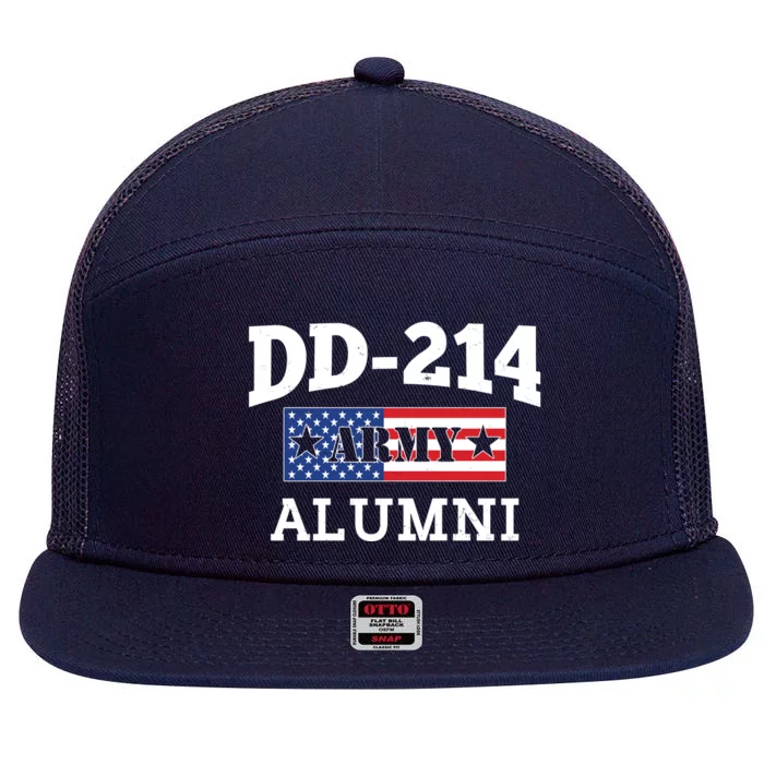 DD-214 Army Alumni US American Flag 7 Panel Mesh Trucker Snapback Hat