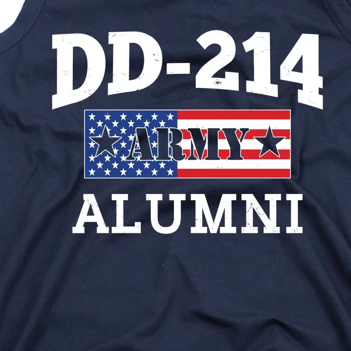 DD-214 Army Alumni US American Flag Tank Top