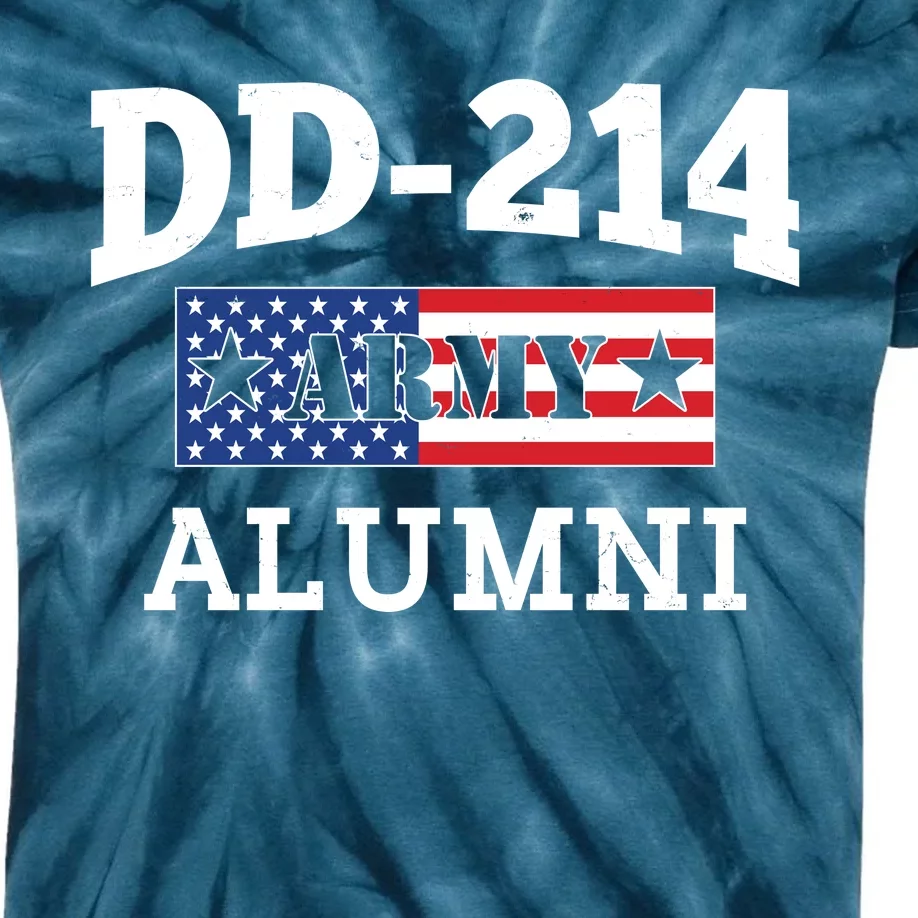 DD-214 Army Alumni US American Flag Kids Tie-Dye T-Shirt