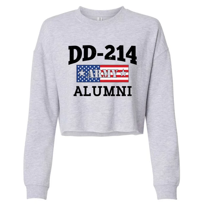 DD-214 Army Alumni US American Flag Cropped Pullover Crew