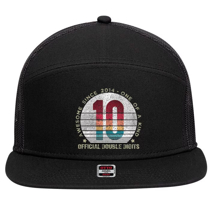 Double Digits 10th Birthday 10 Year Old Gifts 7 Panel Mesh Trucker Snapback Hat