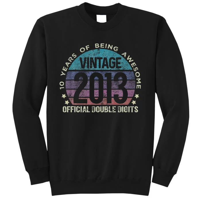 Double Digits 10th Birthday 10 Year Old Vintage Funny Love Tall Sweatshirt