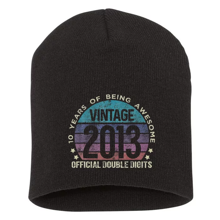 Double Digits 10th Birthday 10 Year Old Vintage Funny Love Short Acrylic Beanie