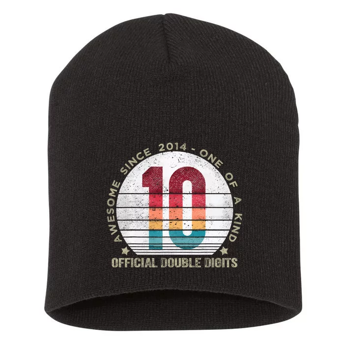 Double Digits 10th Birthday 10 Year Old Gifts Short Acrylic Beanie