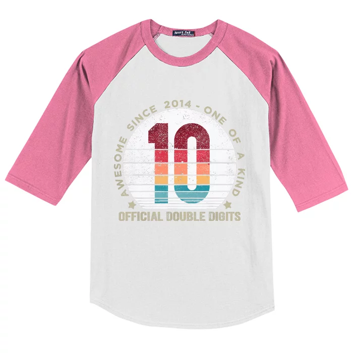 Double Digits 10th Birthday 10 Year Old Gifts Kids Colorblock Raglan Jersey