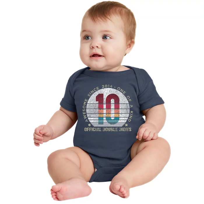 Double Digits 10th Birthday 10 Year Old Gifts Baby Bodysuit