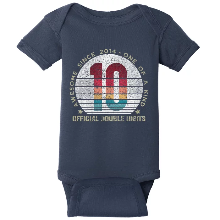 Double Digits 10th Birthday 10 Year Old Gifts Baby Bodysuit