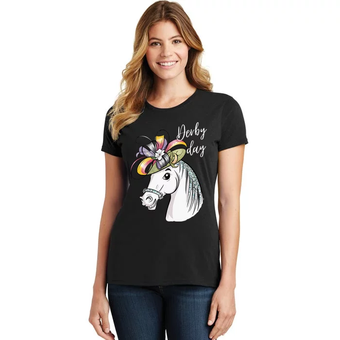 Derby Day 2024 Fascinator Hat Horse Racing Lover Women's T-Shirt