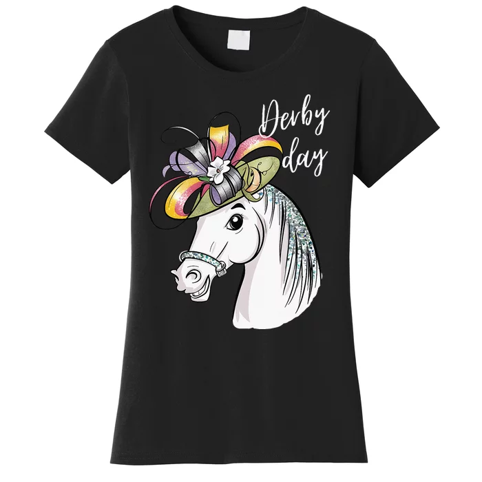 Derby Day 2024 Fascinator Hat Horse Racing Lover Women's T-Shirt