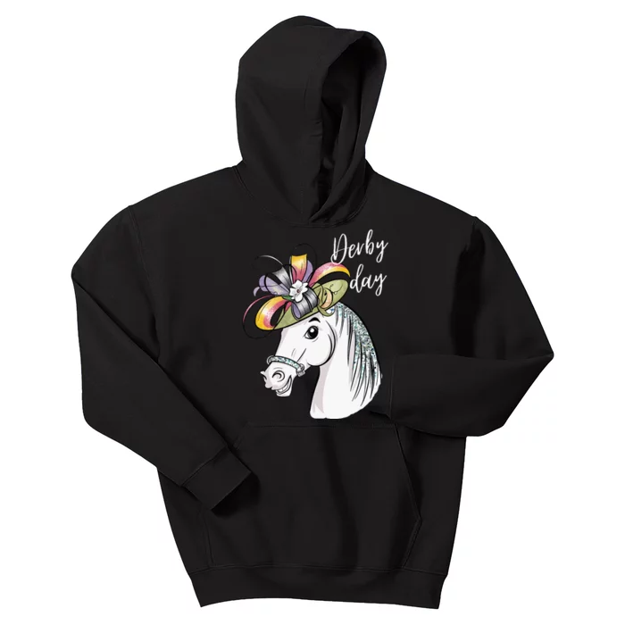 Derby Day 2024 Fascinator Hat Horse Racing Lover Kids Hoodie