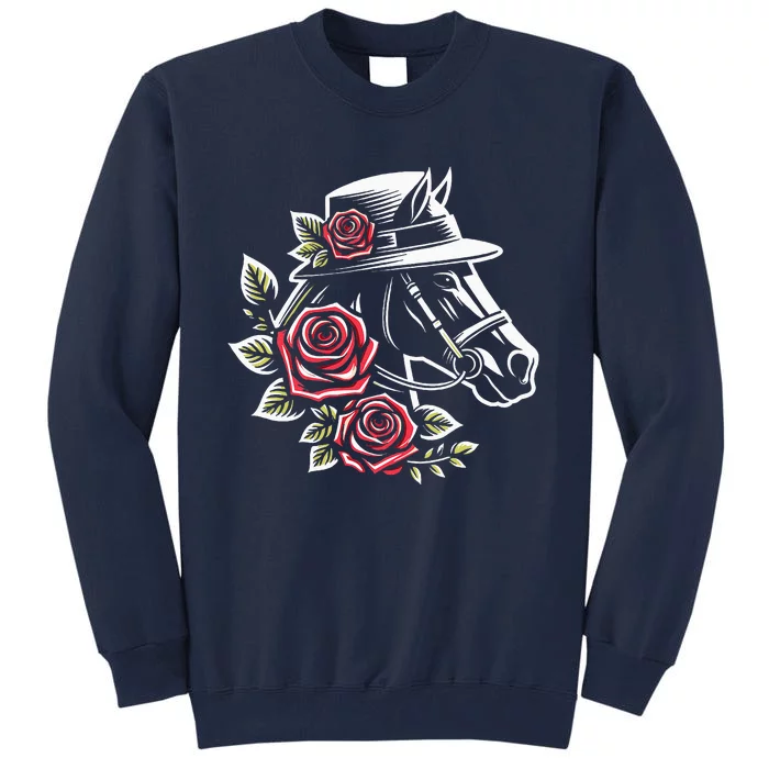 Derby Ddress 2024 Funny Hat Horse Racing Derby Tall Sweatshirt