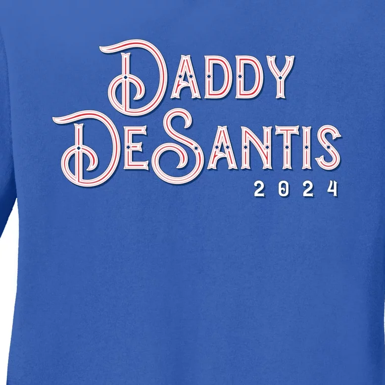 Daddy Desantis 2024 Retro Make America Florida Election Funny Gift Ladies Long Sleeve Shirt