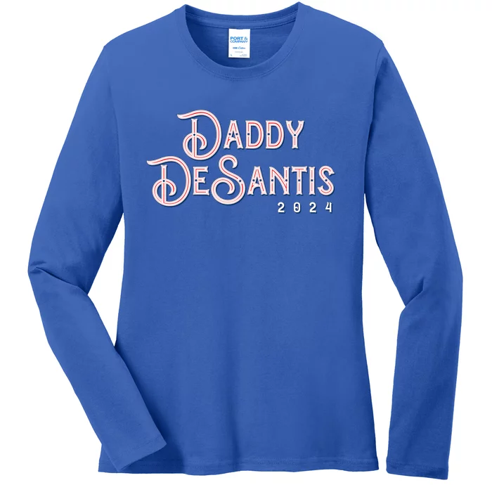 Daddy Desantis 2024 Retro Make America Florida Election Funny Gift Ladies Long Sleeve Shirt