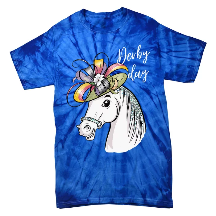 Derby Day 2024 Fascinator Hat Horse Tie-Dye T-Shirt