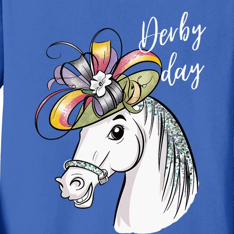 Derby Day 2024 Fascinator Hat Horse Kids Long Sleeve Shirt