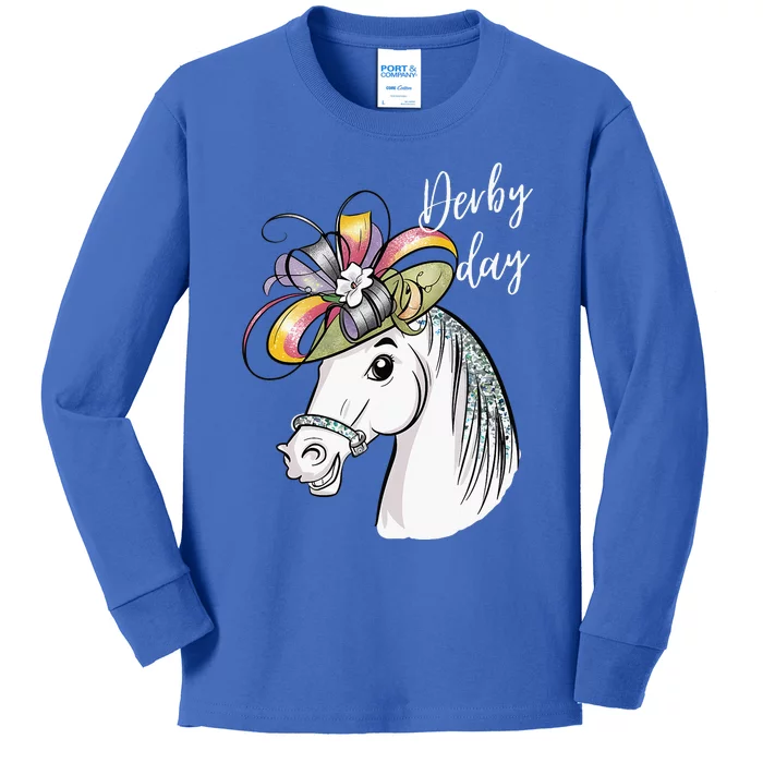 Derby Day 2024 Fascinator Hat Horse Kids Long Sleeve Shirt