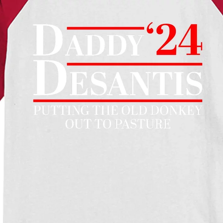 Daddy DeSantis 2024 Putting The Old Donkey Out To Pasture Kids Colorblock Raglan Jersey