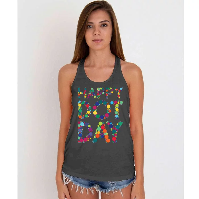 Dot Day 2024 Colorful Polka Dots Happy Dot Day Girl Dot Day Women's Knotted Racerback Tank