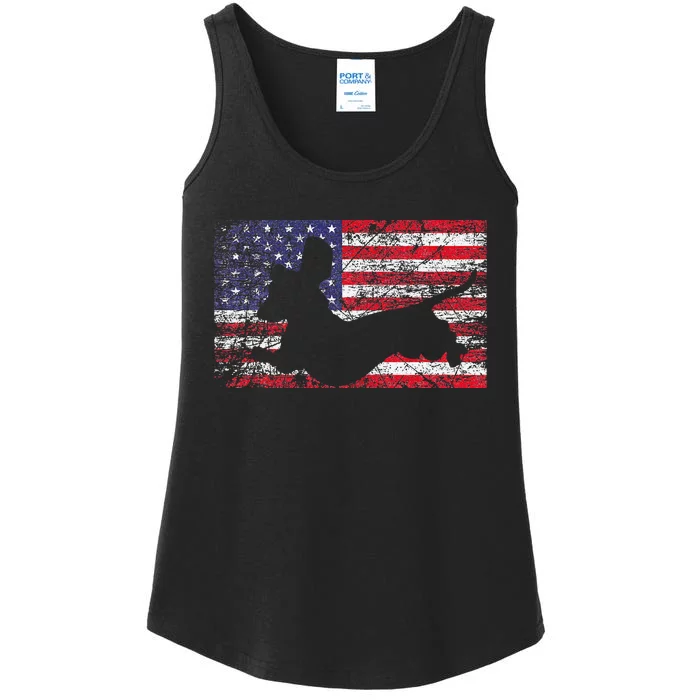 Dachshund Dog 4th of July American Flag Dog Lover Ladies Essential Tank