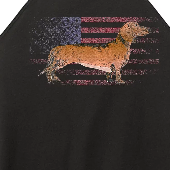 Dachshund Dog 4th Of July American Flag America Patriotic Women’s Perfect Tri Rocker Tank