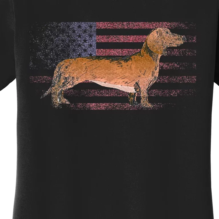 Dachshund Dog 4th Of July American Flag America Patriotic Women's T-Shirt