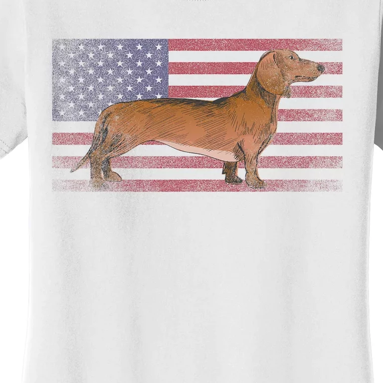 Dachshund Dog 4th Of July American Flag America Patriotic Women's T-Shirt