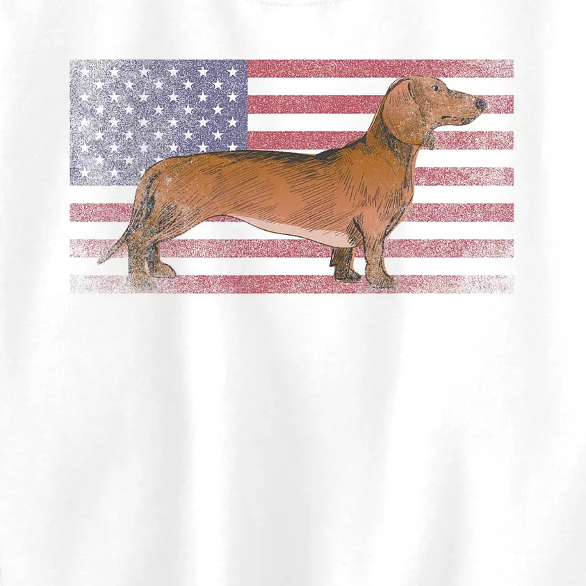 Dachshund Dog 4th Of July American Flag America Patriotic Kids Sweatshirt